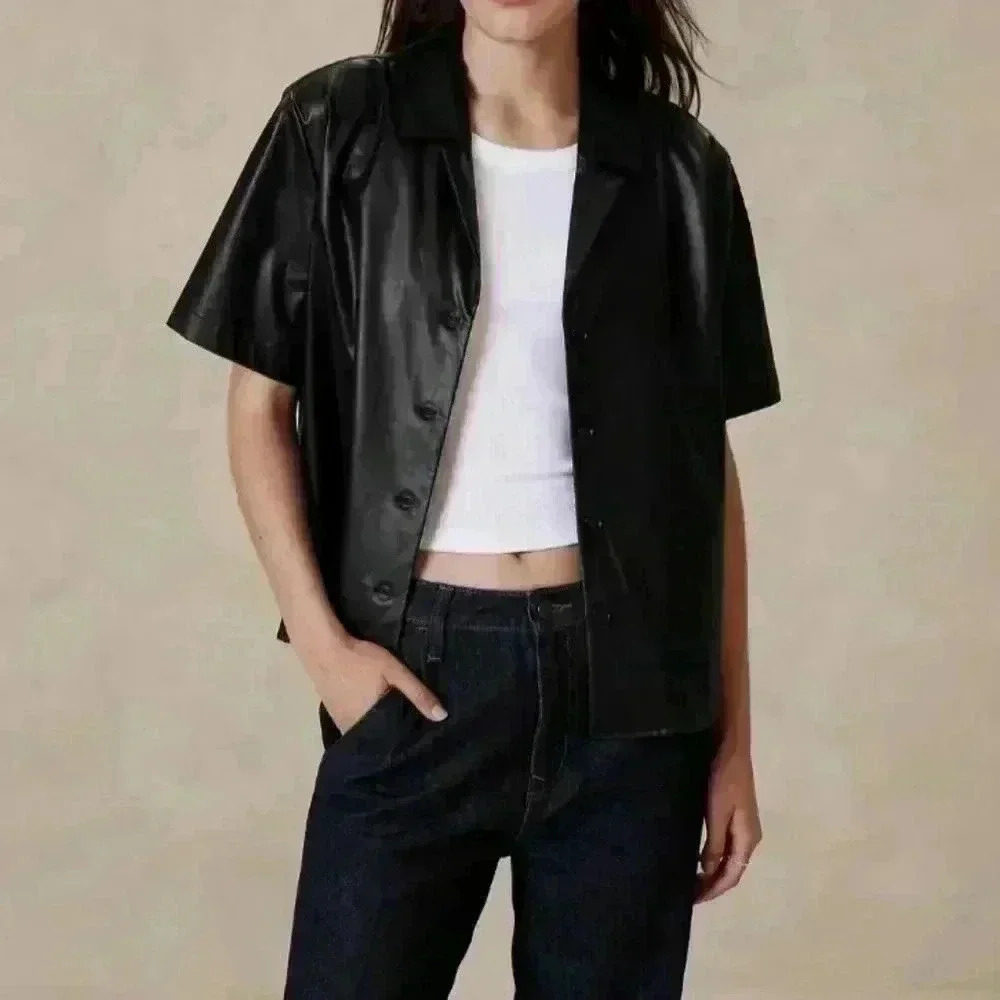 Banana Republic Vegan Leather Shirt